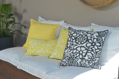H.O.C.K. Paloma Outdoor Kissen mit Keder 50x50cm floral schwarz