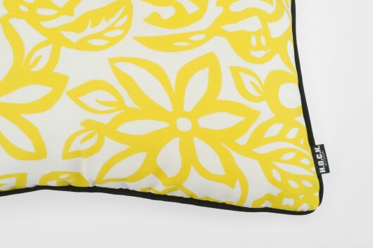 H.O.C.K. Paloma Outdoor Kissen mit Keder 50x50cm floral gelb