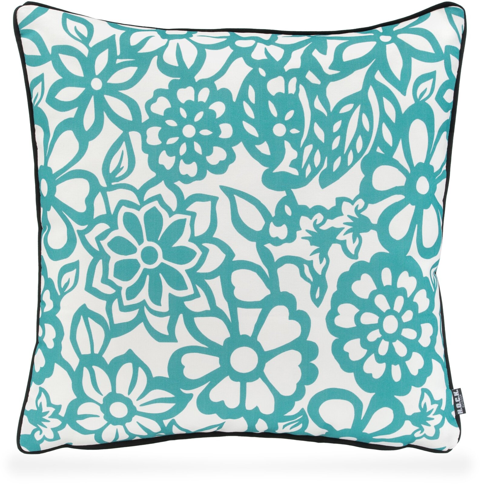 H.O.C.K. Paloma Outdoor Kissen mit Keder 50x50cm floral türkis