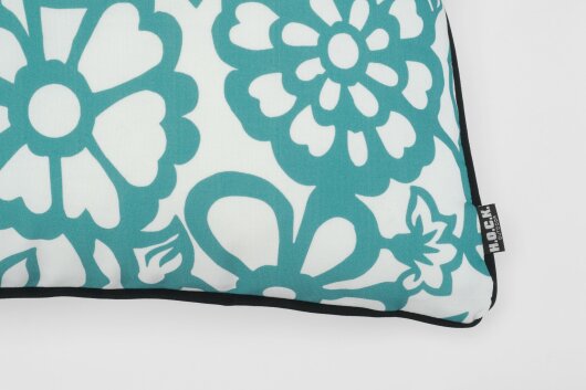 H.O.C.K. Paloma Outdoor Kissen mit Keder 50x50cm floral türkis