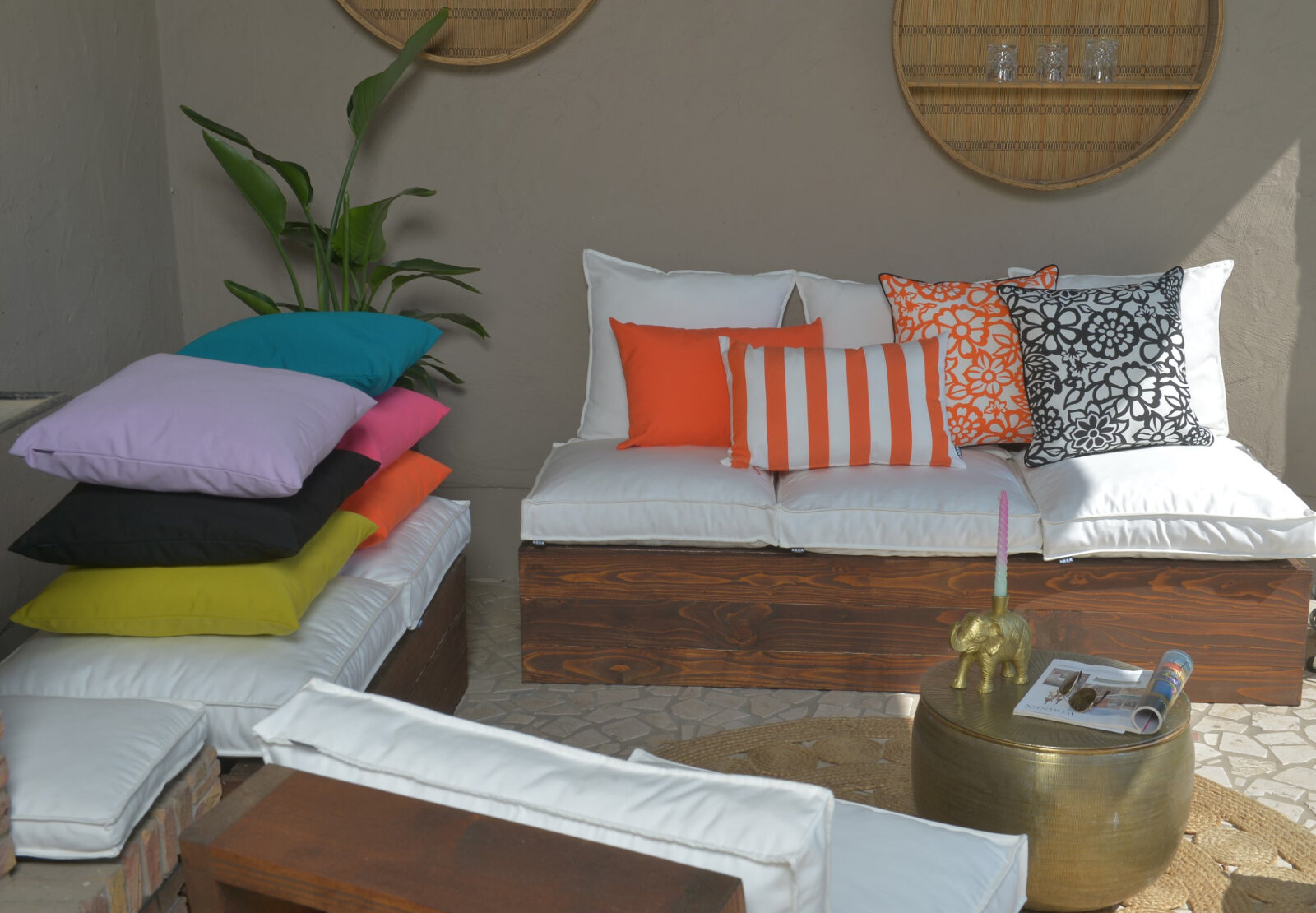 H.O.C.K. Paloma Outdoor Kissen mit Keder 50x50cm floral orange