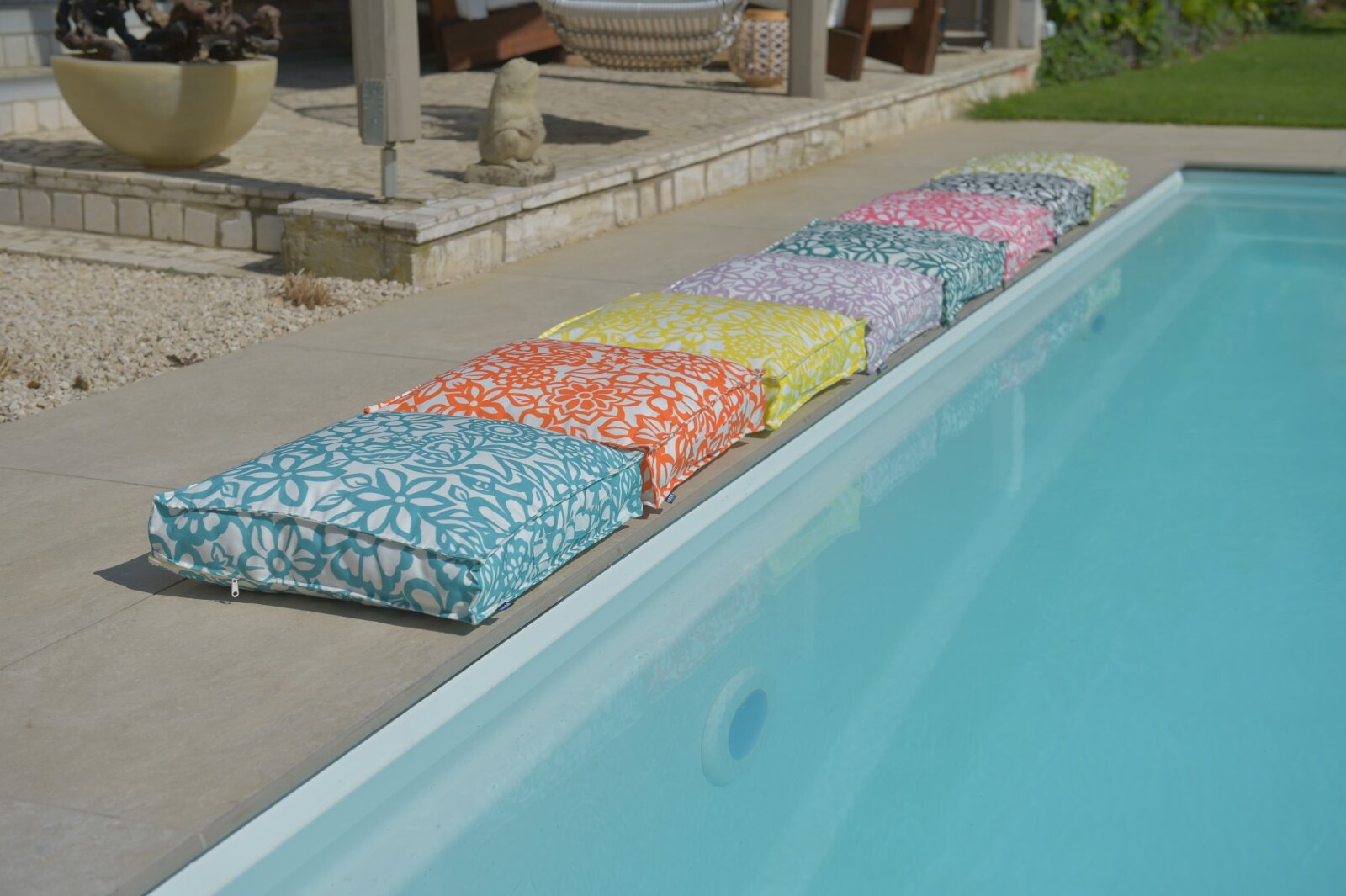 H.O.C.K. Paloma Outdoor Matratzenkissen 50x50x10cm floral gelb