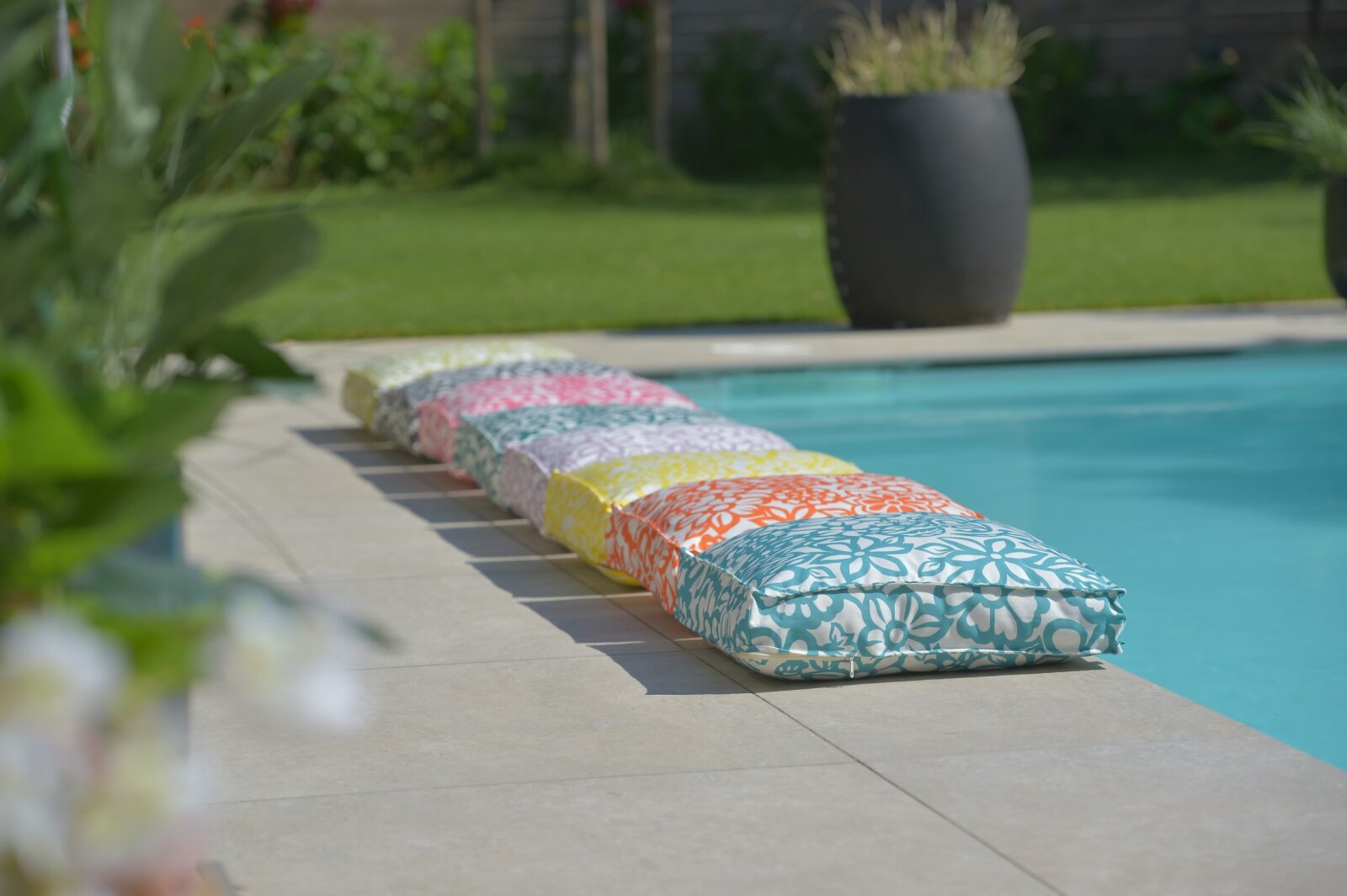 H.O.C.K. Paloma Outdoor Matratzenkissen 50x50x10cm floral gelb