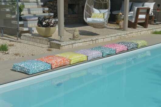H.O.C.K. Paloma Outdoor Matratzenkissen 50x50x10cm floral schwarz