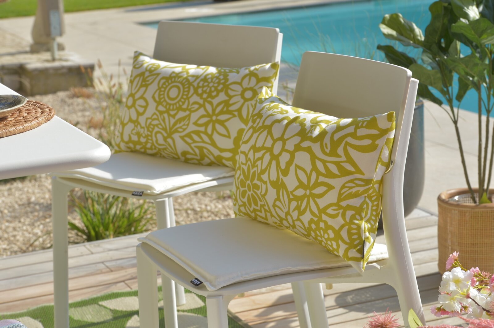 H.O.C.K. Paloma Outdoor Kissen 50x30cm floral türkis