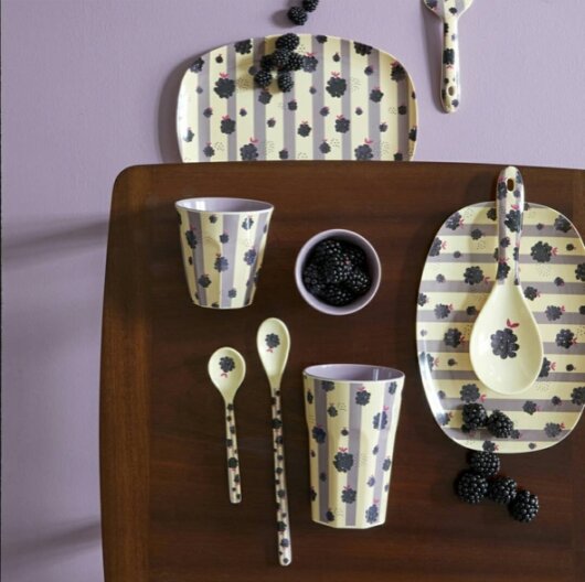 RICE Melamine Cup Tasse Becher Brombeeren Print lila... RICE Melamine Cup Tasse Becher Brombeeren Print lila gestreift