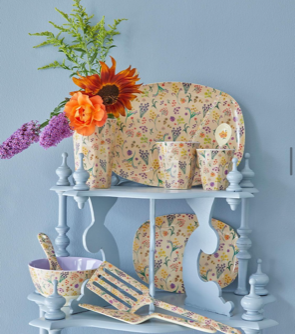 RICE Melamine Cup Tasse großer Becher Wild Flower beige mit bunten Blumen