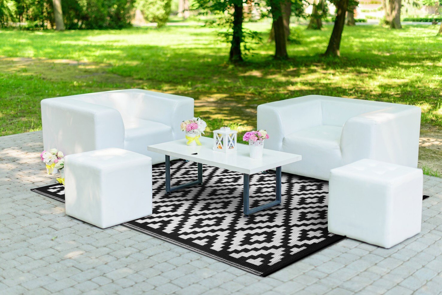 H.O.C.K. Outdoor Teppich Nirvana black and white 120x180cm