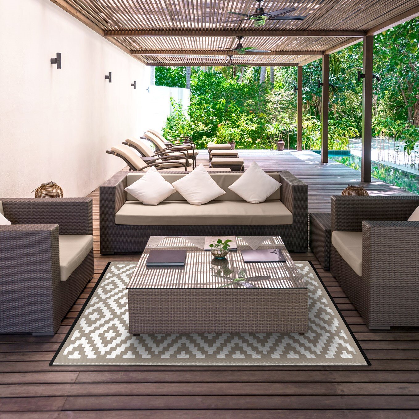H.O.C.K. Outdoor Teppich Nirvana taupe white 150x240cm