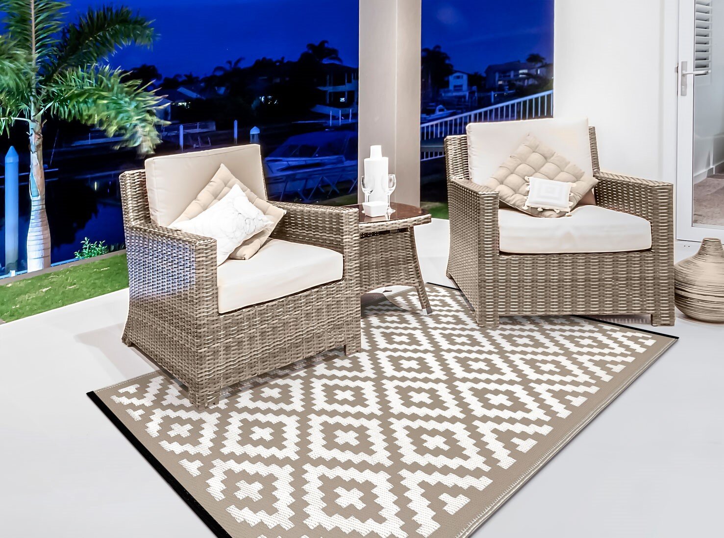 H.O.C.K. Outdoor Teppich Nirvana taupe white 150x240cm
