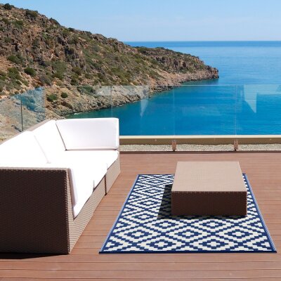 H.O.C.K. Outdoor Teppich Nirvana blue marine white 120x180cm