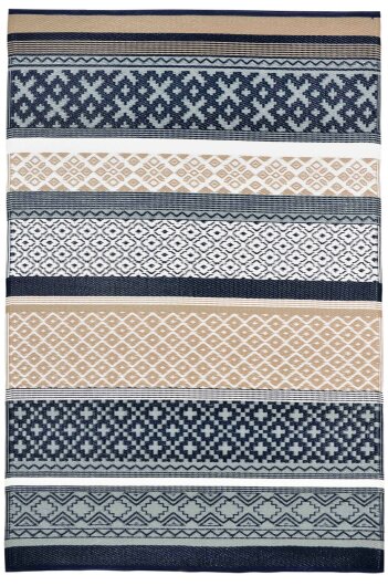 H.O.C.K. Outdoor Teppich Prime gestreift blau marine beige 120x180cm dunkelblau marino beige