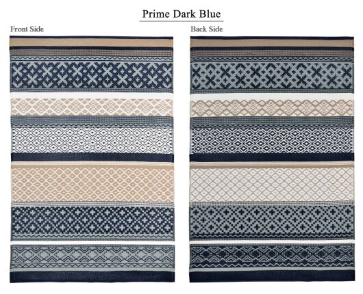 H.O.C.K. Outdoor Teppich Prime gestreift blau marine beige 120x180cm dunkelblau marino beige