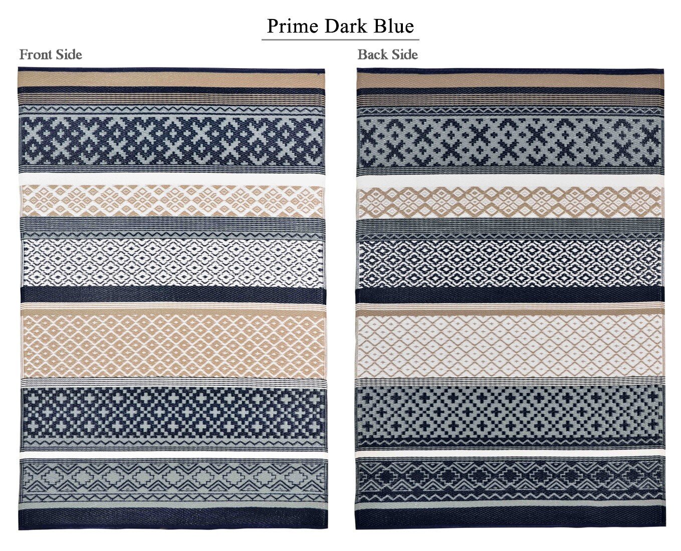 H.O.C.K. Outdoor Teppich Prime gestreift blau marine beige 150x240cm dunkelblau marino beige