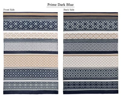 H.O.C.K. Outdoor Teppich Prime gestreift blau marine beige 150x240cm dunkelblau marino beige