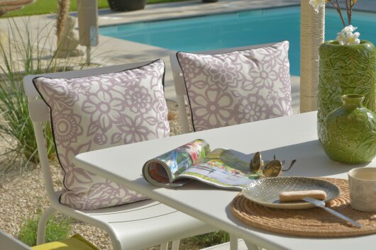 H.O.C.K. Paloma Outdoor Kissen mit Keder 50x50cm floral flieder lila claro