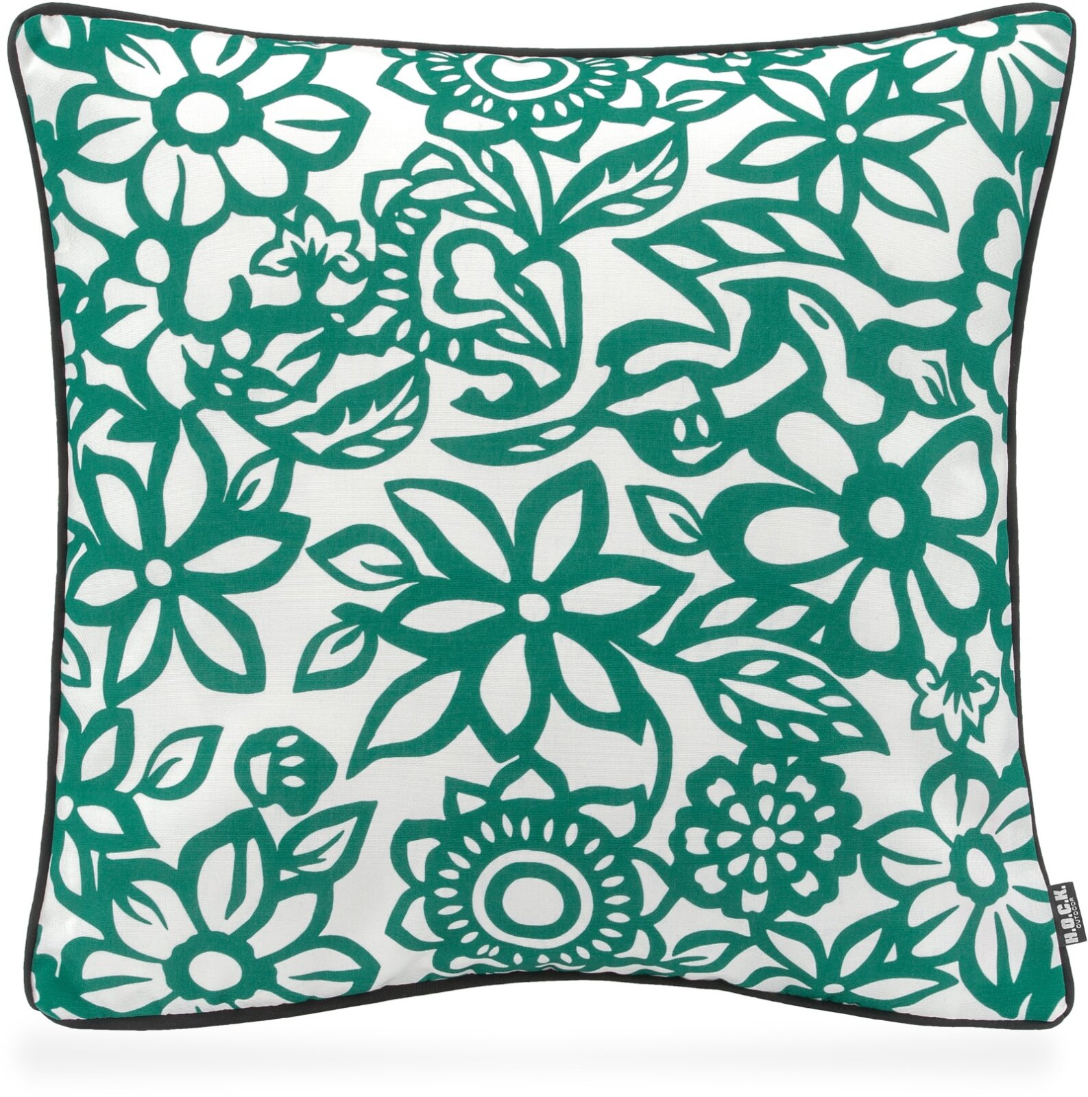 H.O.C.K. Paloma Outdoor Kissen mit Keder 50x50cm floral petrol