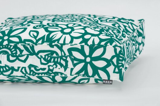 H.O.C.K. Paloma Outdoor Matratzenkissen 50x50x10cm floral petrol
