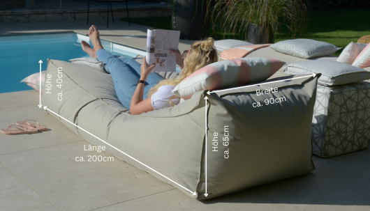 H.O.C.K. Darleen Outdoor Daybed ca. 200x90x40cm (Rückenhöhe ca. 65cm) Tampa cement beige col. 1321