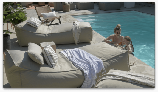H.O.C.K. Darleen Outdoor Daybed ca. 200x90x40cm (Rückenhöhe ca. 65cm) Tampa cement beige taupe col. 1321