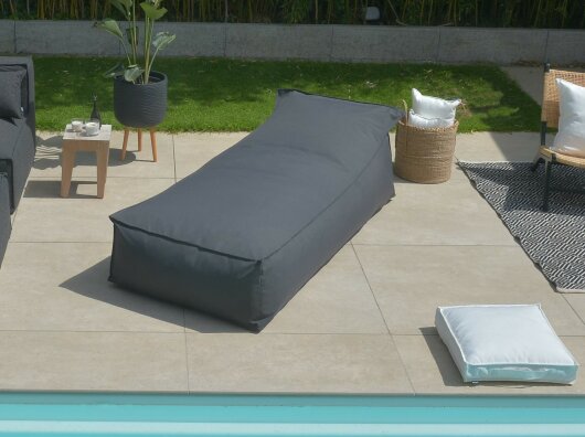 H.O.C.K. Darleen Outdoor Daybed ca. 200x90x40cm (Rückenhöhe ca. 65cm) elephant black Tampa  - charcoal ACRYL col. 9950