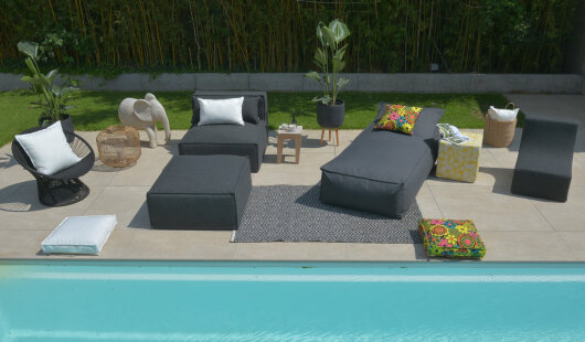 H.O.C.K. Darleen Outdoor Daybed ca. 200x90x40cm Tampa elephant black col. 13-7006