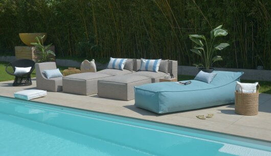 H.O.C.K. Darleen Outdoor Daybed ca. 200x90x40cm (Rückenhöhe ca. 65cm) Tampa jade blue col. 5470