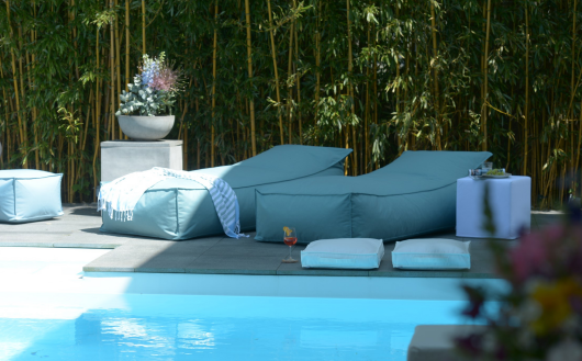 H.O.C.K. Darleen Outdoor Daybed ca. 200x90x40cm (Rückenhöhe ca. 65cm) Tampa jade blue col. 5470