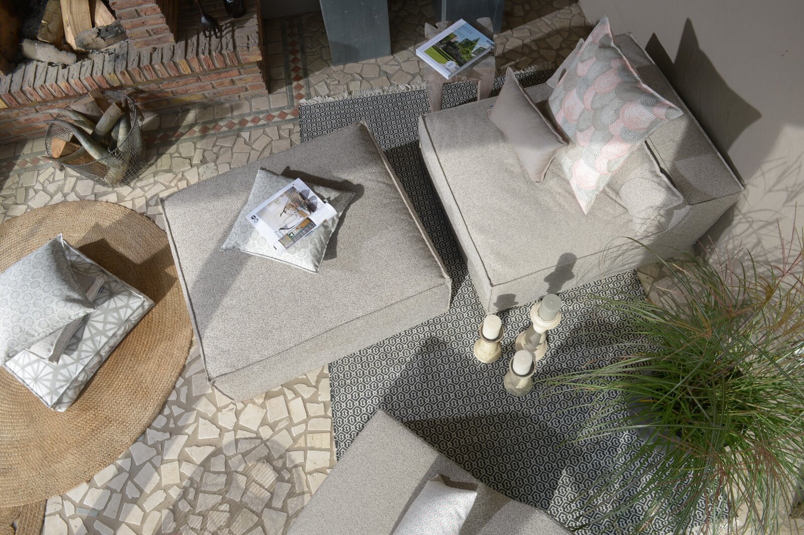 H.O.C.K. Zola Outdoor Hocker Fussteil ca. 95x85x35cm Lore col. taupe 1541