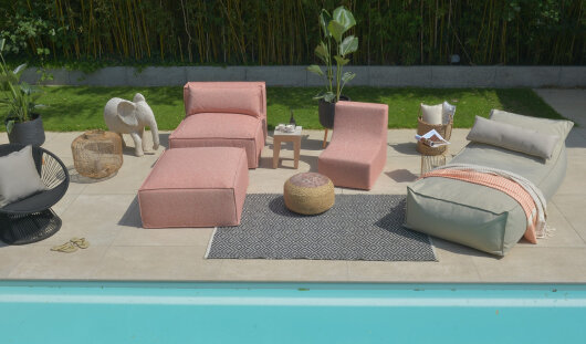 H.O.C.K. Zola Outdoor Hocker Fussteil ca. 95x85x35cm Lore col. orange 2008