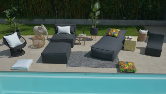 H.O.C.K. Zola Outdoor Hocker Fussteil ca. 95x85x35cm Lore col. anthrazit 7015