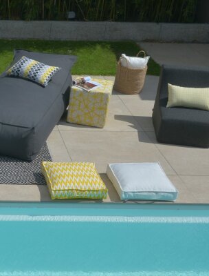 H.O.C.K. Portal Outdoor Dekokissen 50x50cm mit Biese col. 05 gelb amarillo