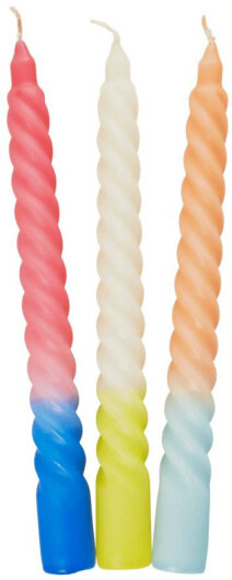 RICE Gedrehte Kerze zweifarbig Pink und Blau