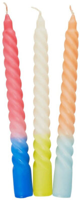 RICE Gedrehte Kerze zweifarbig Pink und Blau