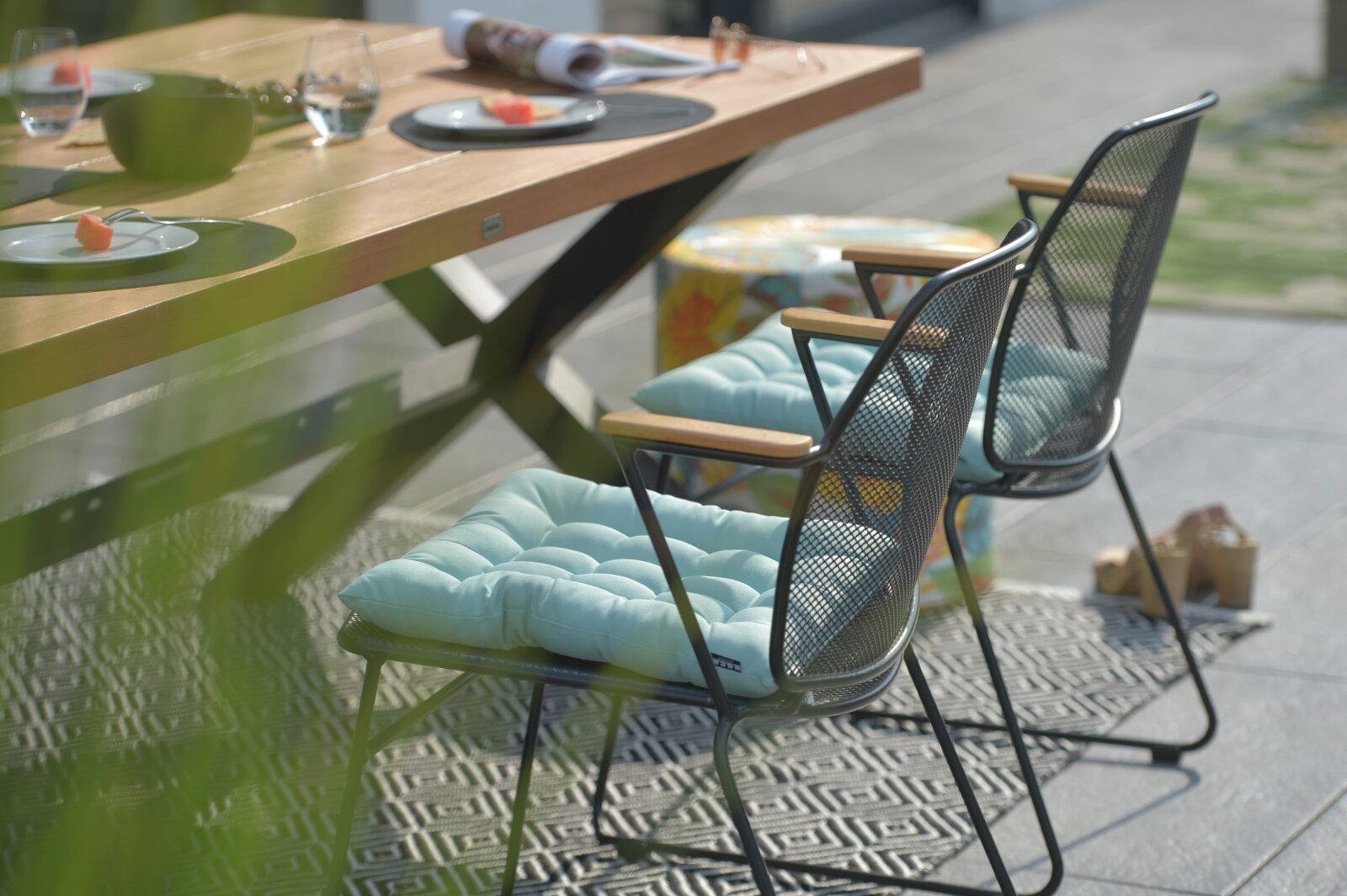 H.O.C.K. 16-Punkt-Steppkissen Outdoor STEPPY ca. BLISS 40x40x6cm Classic uni manzana aqua