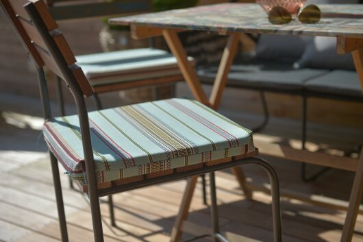 H.O.C.K. Lola Outdoor Stuhlkissen NORM 40x40x4cm aqua stripes sun boho