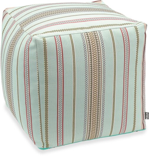 H.O.C.K. Lola Outdoor Bean Cube Pouf 40x40x40cm aqua stripes sun boho