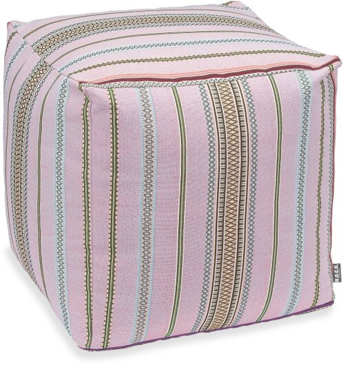 H.O.C.K. Lola Outdoor Bean Cube Pouf 40x40x40cm flieder rosa stripes sun boho