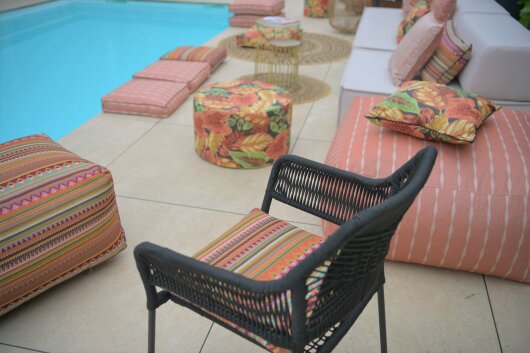 H.O.C.K. Berto Outdoor Loungehocker Hocker 90x60x40cm col. 1 terra multi sun boho
