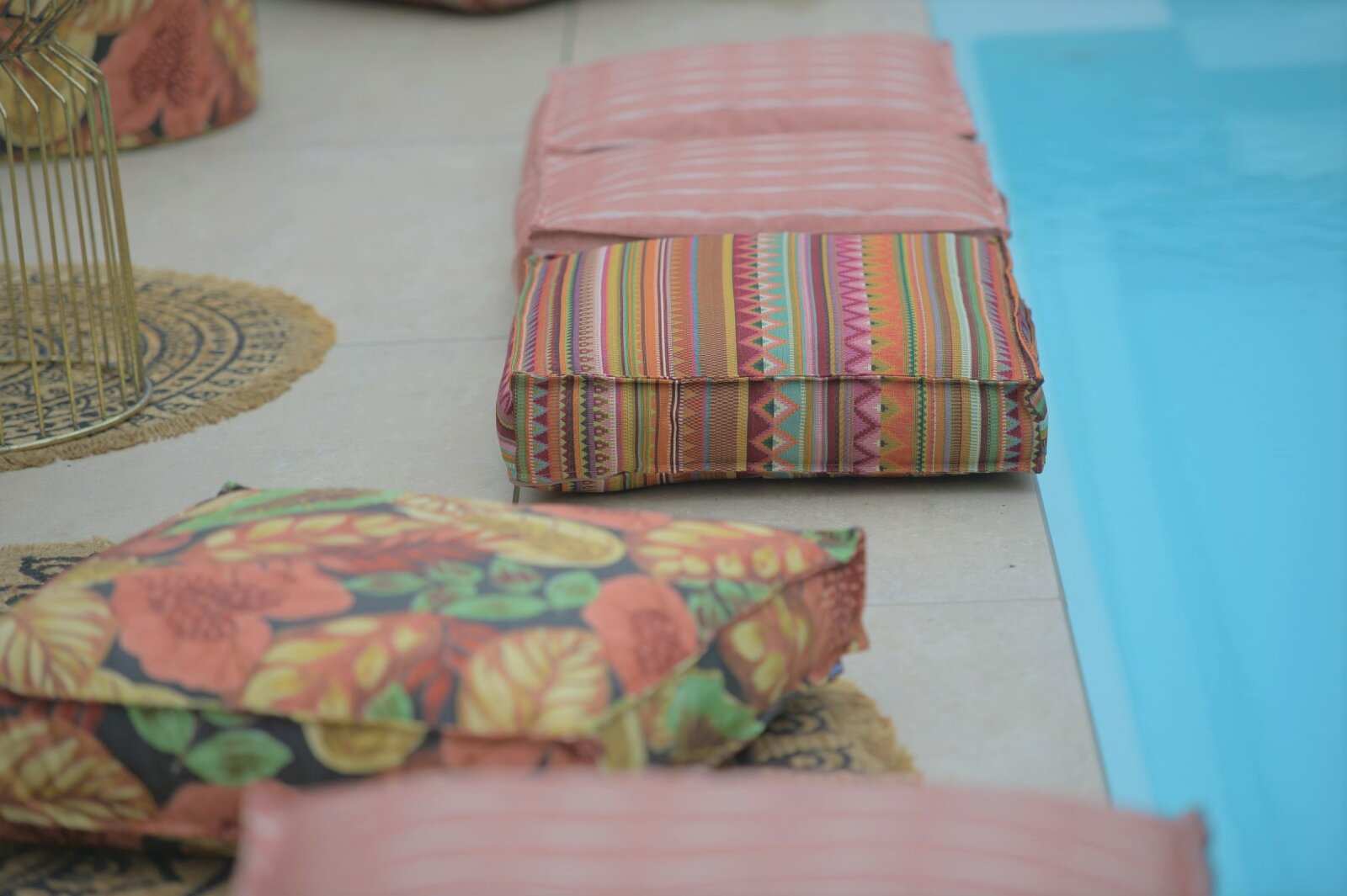 H.O.C.K. Berto Outdoor Matratzenkissen 50x50x10cm col. 1 terra multi sun boho