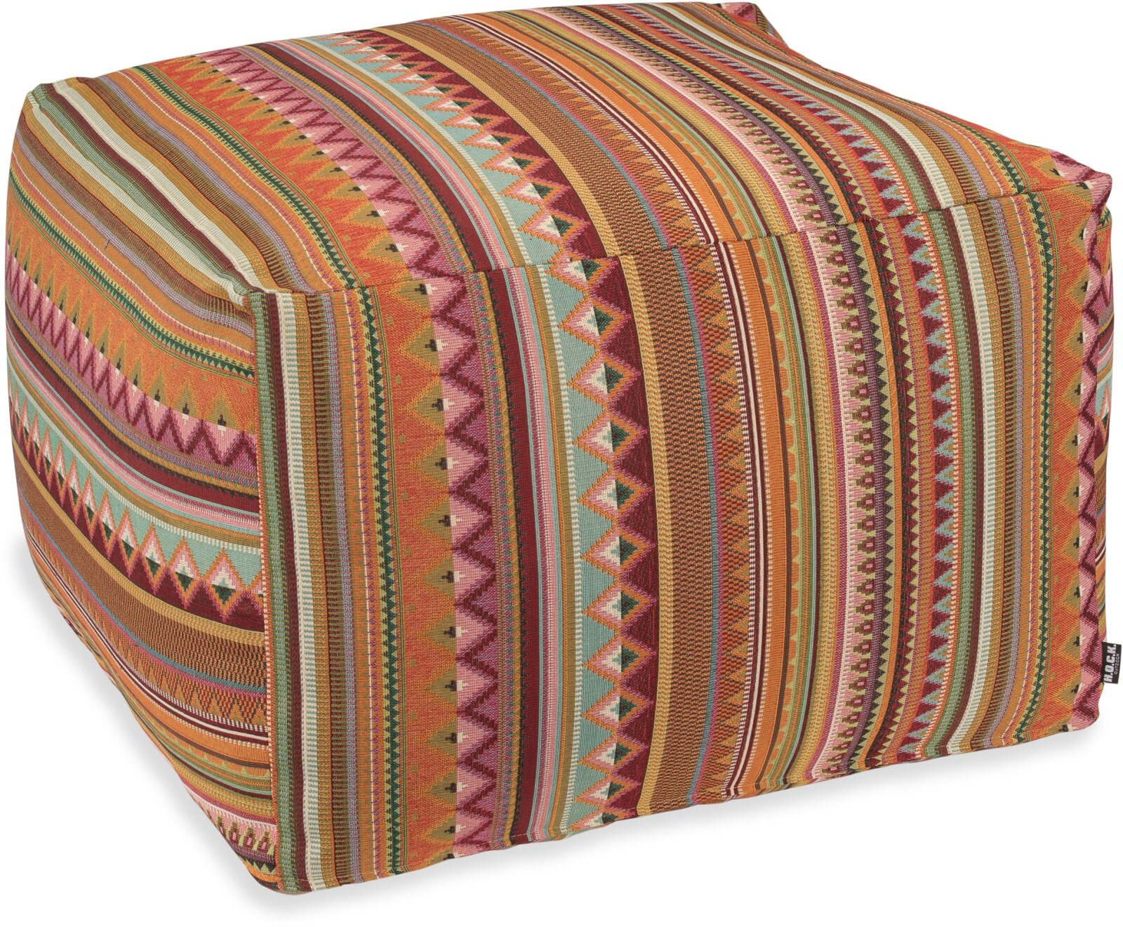 H.O.C.K. Berto Outdoor Bean Cube Pouf 55x55x35cm col. 1 terra multi sun boho