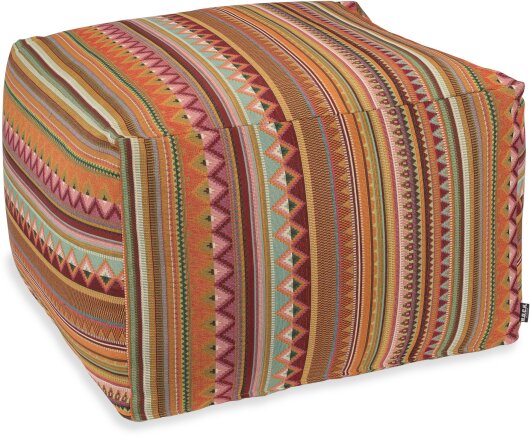 H.O.C.K. Berto Outdoor Bean Cube Pouf 55x55x35cm col. 1 terra multi sun boho