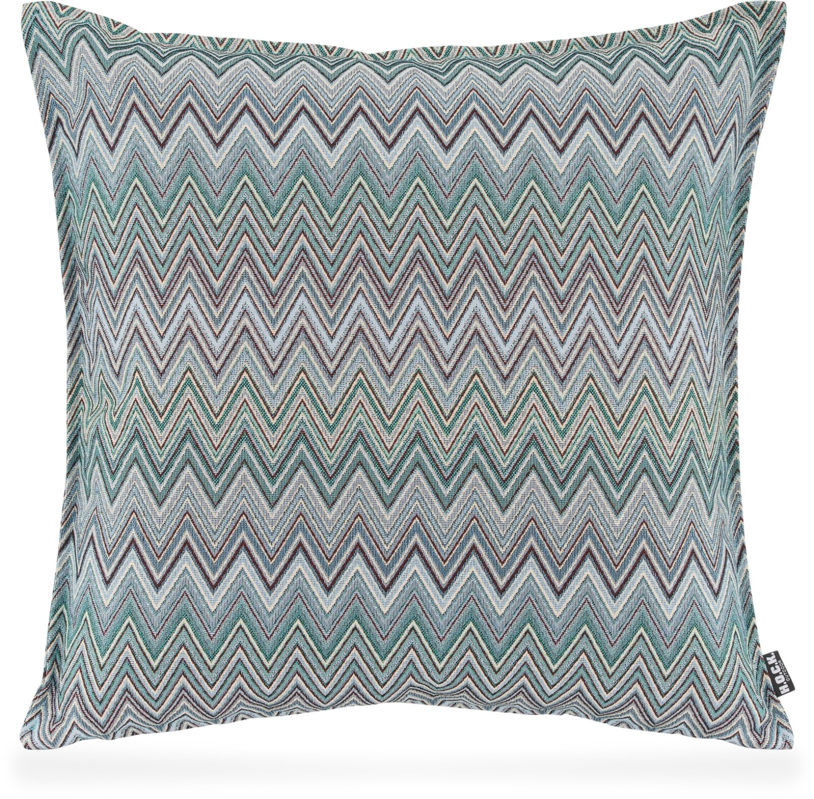 H.O.C.K. Pablo Outdoor Kissen mit Biese 50x50cm col. 2 blue multi Zick-Zack sun boho