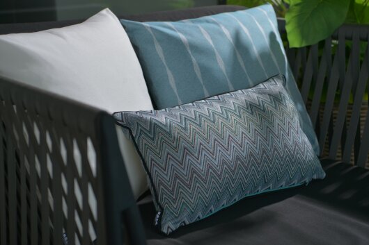 H.O.C.K. Pablo Outdoor Kissen mit Keder 50x30cm col. 2 blue multi Zick-Zack sun boho