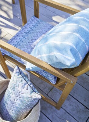 H.O.C.K. Pablo Outdoor Kissen mit Keder 50x30cm col. 2 blue multi Zick-Zack sun boho