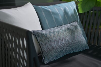 H.O.C.K. Pablo Outdoor Kissen mit Keder 50x30cm col. 2 blue multi Zick-Zack sun boho