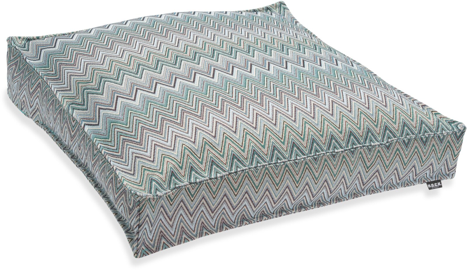 H.O.C.K. Pablo Outdoor Bodenkissen 60x60x10cm col. 2 blue multi Zick-Zack sun boho