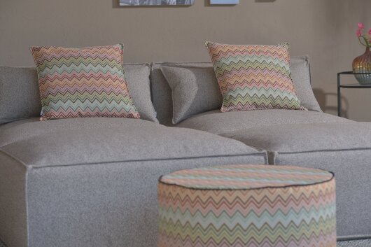 H.O.C.K. Maribel Outdoor Kissen mit Biese 50x50cm col. 1 multi Zick-Zack sun boho