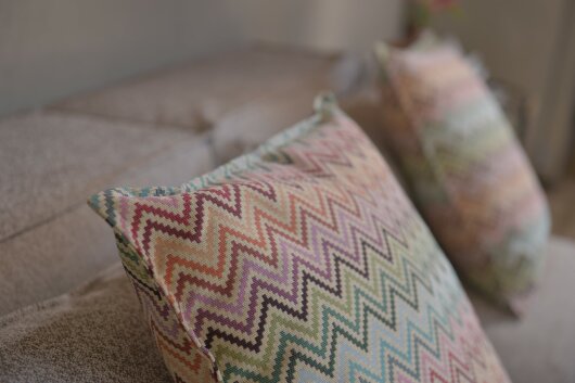 H.O.C.K. Maribel Outdoor Kissen mit Biese 50x50cm col. 1 multi Zick-Zack sun boho
