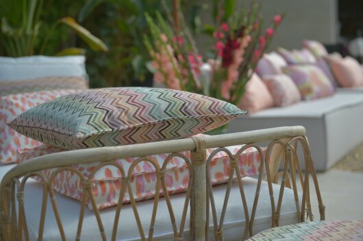 H.O.C.K. Maribel Outdoor Kissen mit Biese 50x50cm col. 1 multi Zick-Zack sun boho